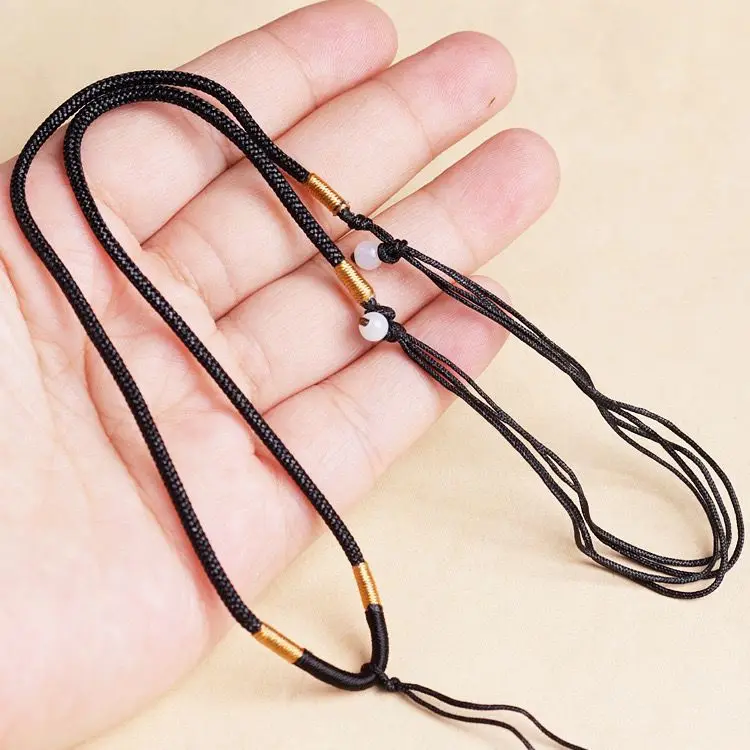Hand-Woven Jade Pendant Necklace - Unisex Thin Rope Design