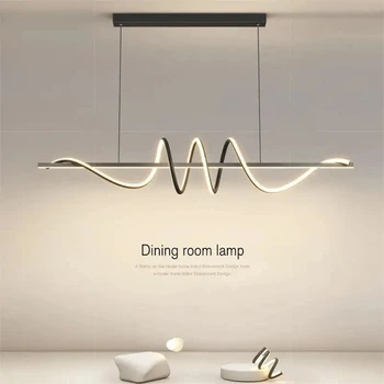 Modern Energy Saving LED Pendant Lights Dining Room Living Room Bar Ceiling Chandelier Linear Wavy Home Decoration Hanging Lamp