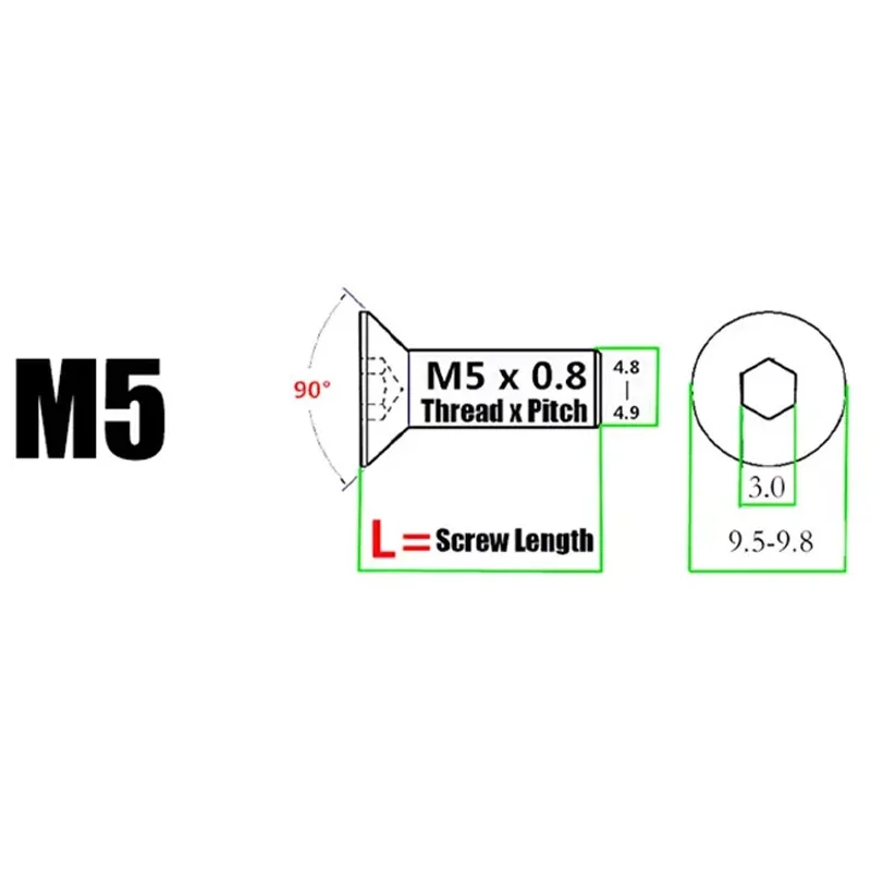 M5 양극 처리된 컬러 카운터싱크 나사6mm-30mm - 5개 7075 알루미늄 합금 알렌 소켓 볼트 DIN7991 |   DIY 모델 용품