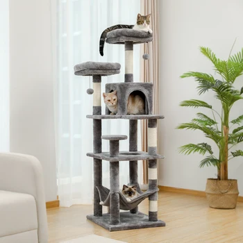 Multi-Level Cat Tree with Scratching Posts, Cozy Hammock, Plush Cat Tower for Indoor, Cat Condo Bed, Cat Accessories, Cat Toys 2
