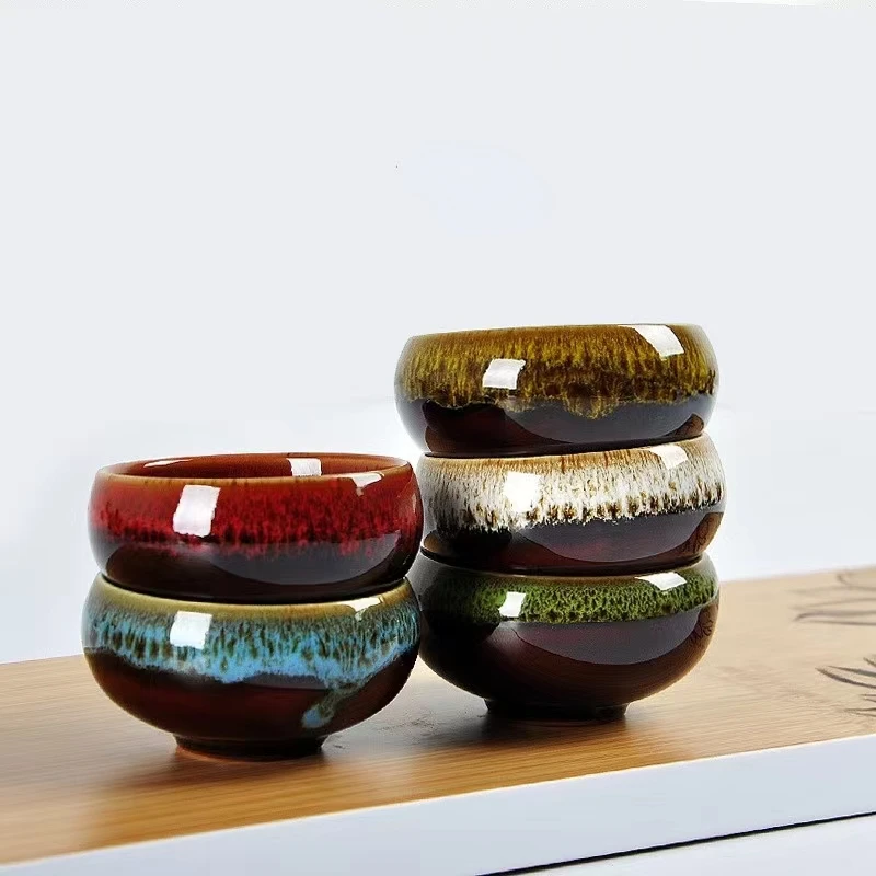 1pcs Kung Fu Tea Cup handmade Crackle Glaze Travel Tea Bowl Chinese Porcelain Teacup Sets Ceramic yaobian China tea set