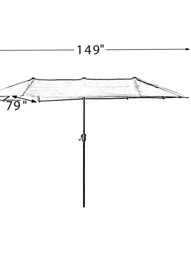 Outdoor Rectangular Market Umbrella Parasol with Crank Lift