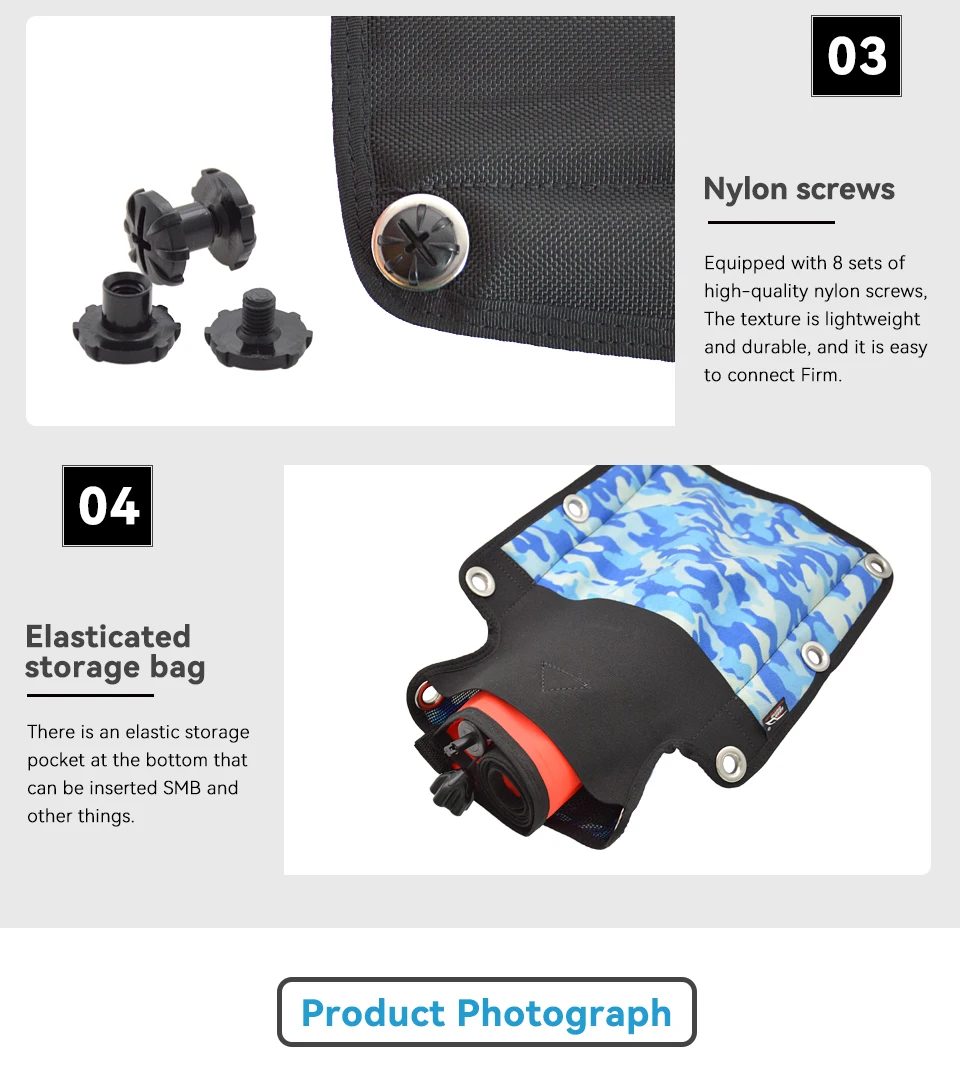 Scuba Diving Backplate Pad für technisches Tauchen, BCD-Kabelbaum, Tauchausrüstung, Rückenstütze, Backplane, weiches Pad für Backplate – Detail 4