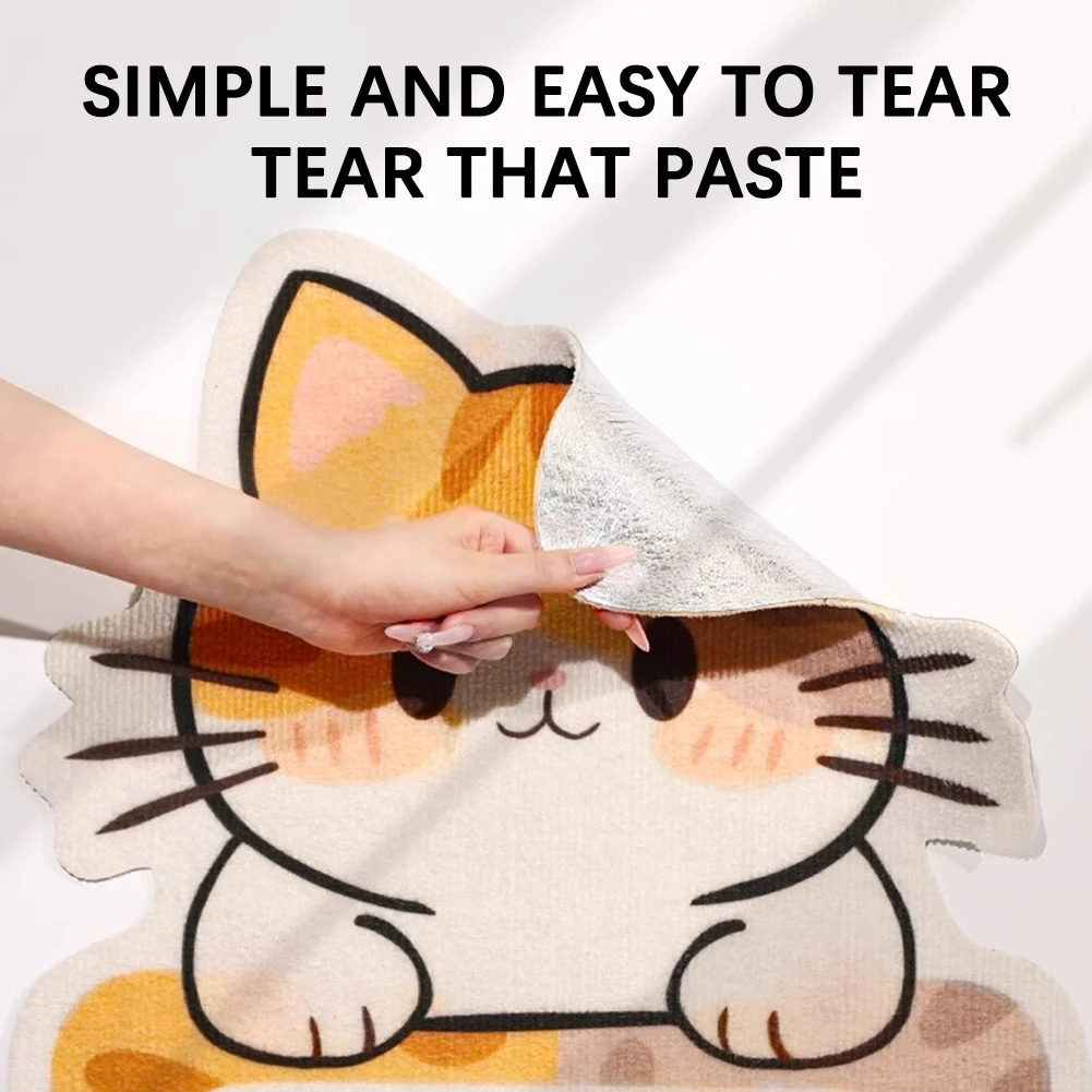 Wall Mounted Cat Scratcher Sofa Protector Cat Shape Felt Cat Scratcher Pad Self-Adhesive Clawing Mats with Mouse Cat Toy