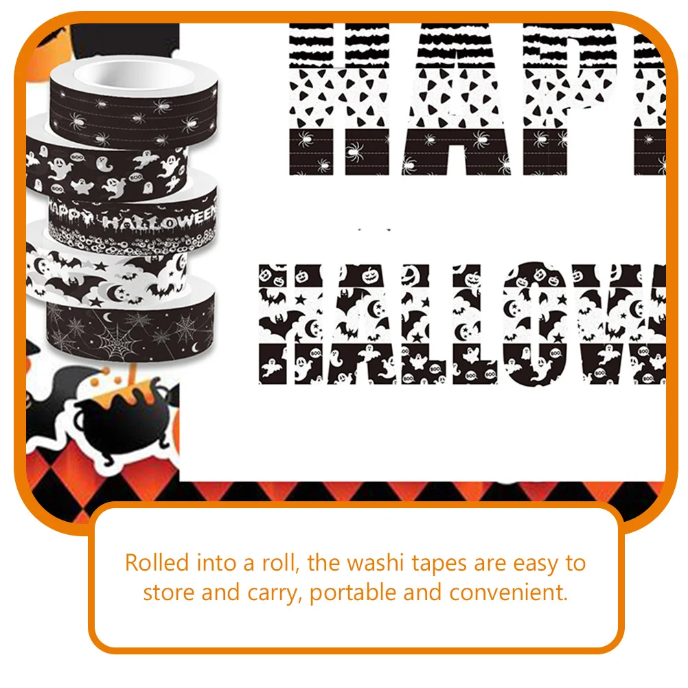 12Pcs 할로윈 Washi 테이프 장식 접착 테이프 Scrapbooking 저널링 테이프 스티커 플래너 앨범 용 메모장 테이프
