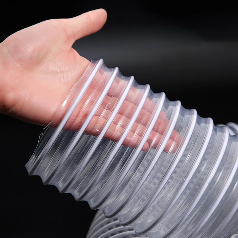 Transparent PVC Plastic Hose Industrial Dust Removal Suction Expansion Bellow Pipe 1-10 Meter Inner Diameter 30-100mm