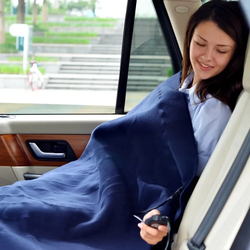 

12V Cozy Heated Blanket Cold Weather Fleece Car Blanket 2 Heat Levels Electric Blanket Warming Fast Heating for Car 145x100cm