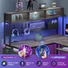 L Shaped Desk, 94.5 Inch Home Office Desk with Power Outlet & Pegboard, L Shaped Gaming Desk with LED light, Keyboard Tray 4