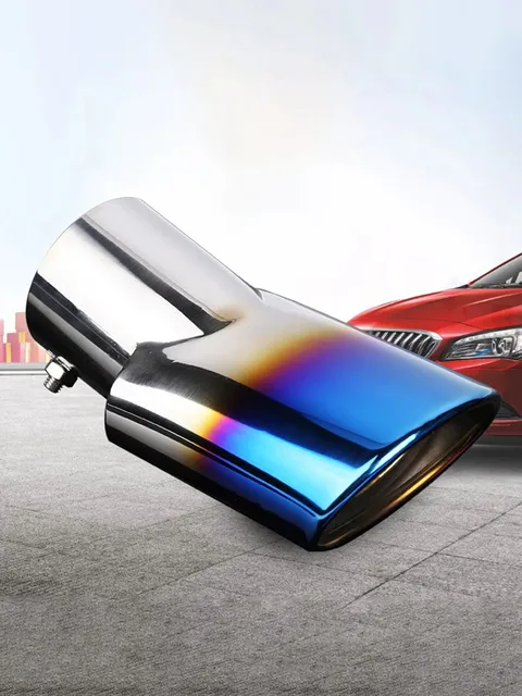 Car Exhaust Muffler Tip Single Outlet Round Stainless Steel Car Tail Round Black Tail Pipe Modification Part Auto Accessory