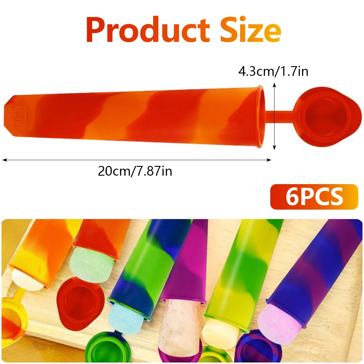 Popsicles Molds 24/6pcs Homemade Ice Cream Sticks Frozen Popsicle Maker Home Kitchen Color Reusable DIY Freeze Cream Maker Tool