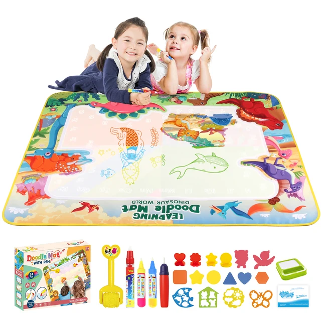 100x80CM Coloring Doodle Magic Water Drawing Mat with Reusable Magic Pens Educational Painting Board Montessori Toys for Kids 1