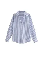 Striped Loose Shirts With Pocket for Women, Long Sleeve, Button-up Blouses, Chic Tops, Female Fashion - Image 4