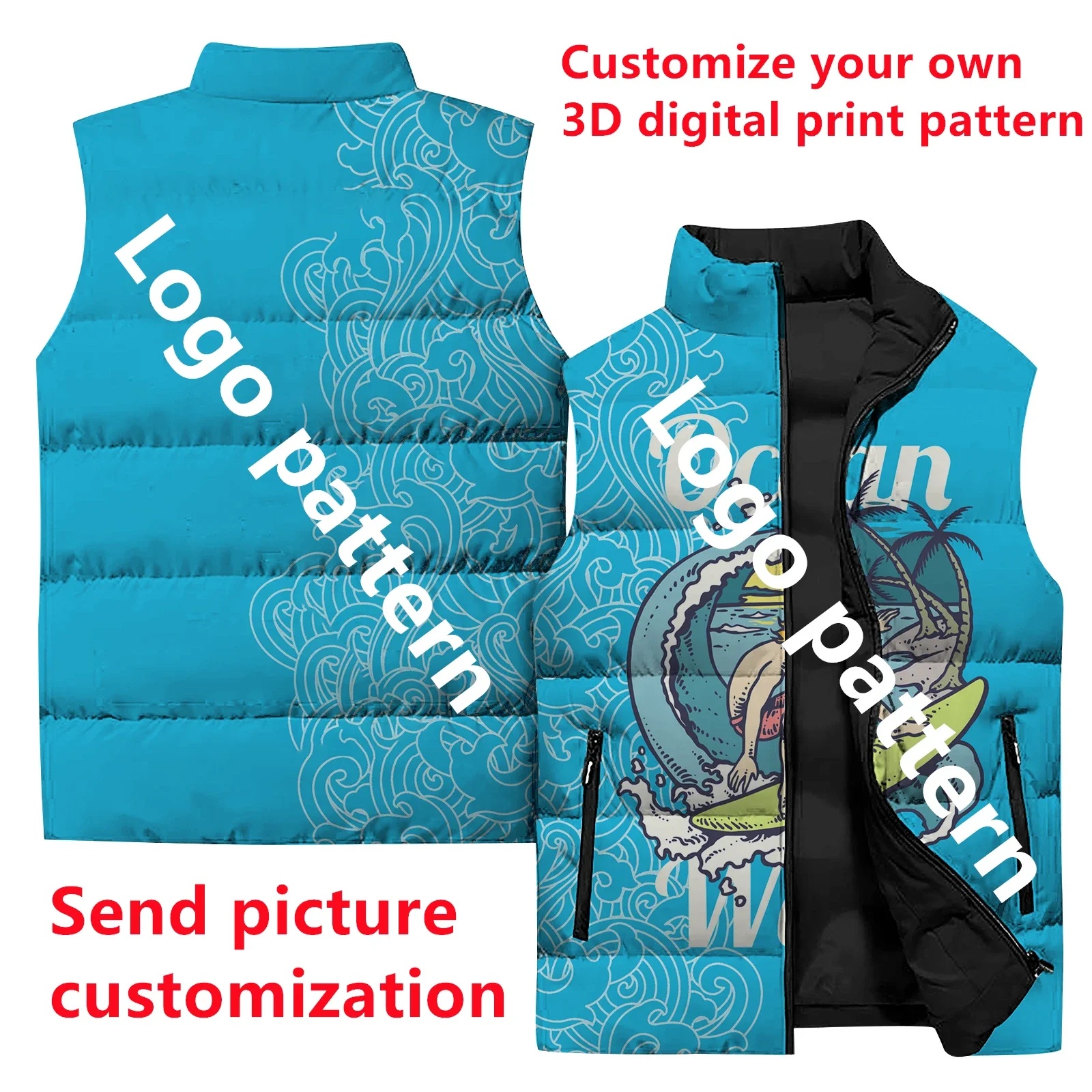 thumbnail image 1 of 2024 Personalice sus abrigos con estampado exclusivo para hombres Comuníquese con el servicio de atención al cliente para personalizar el chaleco sin mangas para hombres, 1 of 5