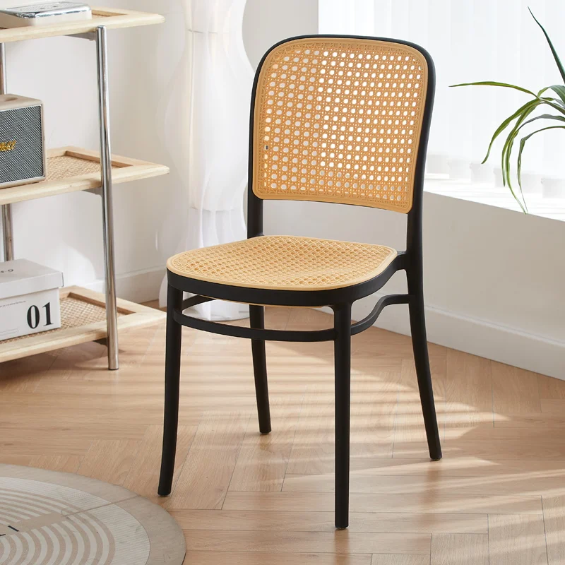 

Nordic Plastic Dining Chair Feature Rattan Office Outdoor Living Room Dining Chair Kitchen Modern Design Sandalye Home Furniture