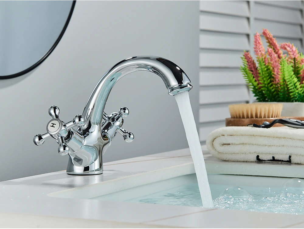 POIQIHY Antique Bathroom Faucet Mixer Image 3