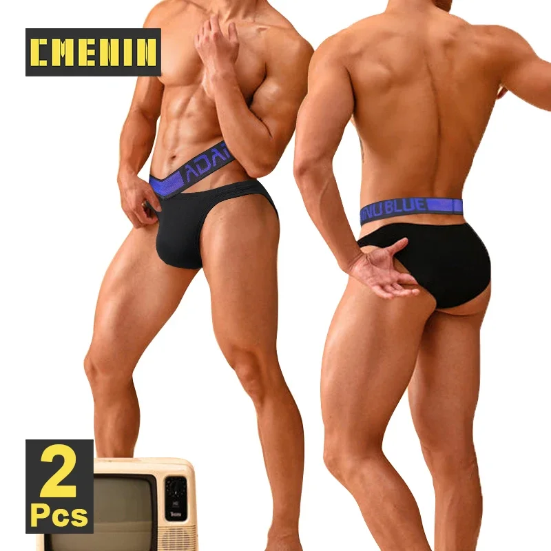

Мужские трусы джоки из хлопка CMENIN, белые дышащие трусы брифы, бикини с подвеской, сексуальное нижнее белье для мужчин, гей-трусы, 2 шт.,