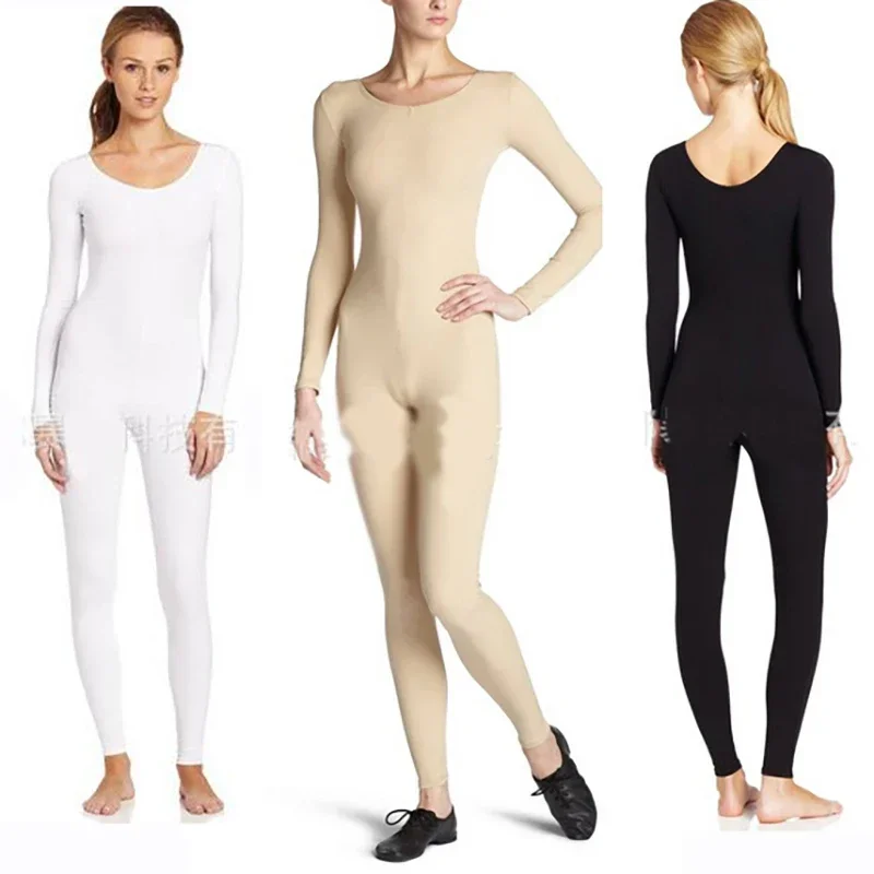 

Adult Women Full Body Ballet Dance Unitard Long Sleeve Black Nude Leotard Spandex Ballet Bodytights Dance Bodysuit