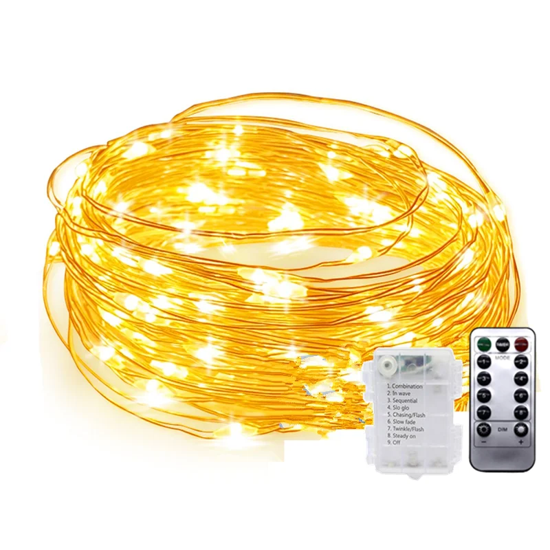 

Outdoor Fairy Light Copper Wire Lamp for Christmas Waterproof Camping Decoration Wedding Party String Remote Control AA Battery