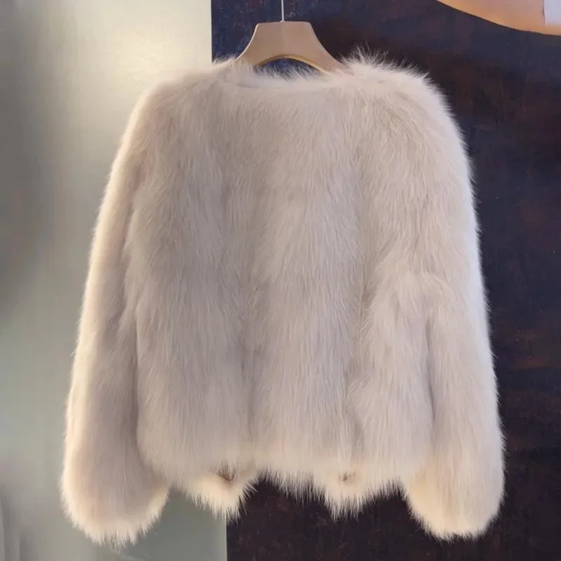 Wearing a Fur Coat For External Wear Short Style 2024 Autumn/Winter New Loose Versatile Haining Fur Small Fragrant Style Buckle8