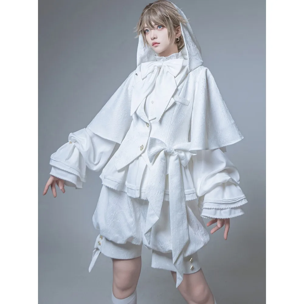 

Hunting Rabbit White Moonlight Edition Retro Cool Ouji Lolita Jacket /Short Pants/Trousers Set by Princess Chronicles-Pre-order