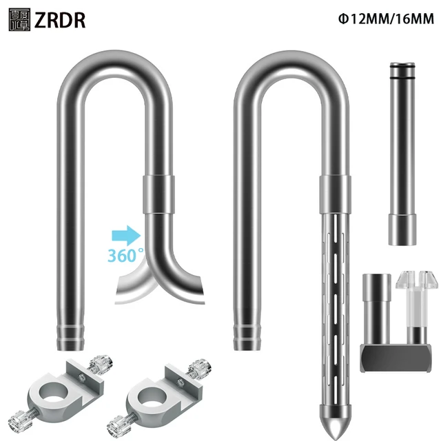 ตัวกรองช่องเข้าและออกของถังปลาอุปกรณ์เสริมตัวกรองสำหรับตู้ปลาและกุ้งยืดได้ทำจากสแตนเลส 1