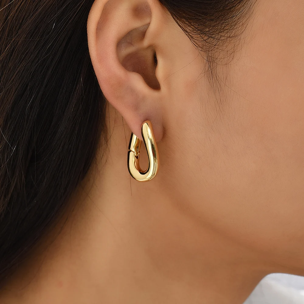 Trendy Gold Color Stainless Steel Hoop Earrings Women Girl Cartilage Piercing Small Ear Buckle Classic Jewelry 2025 Wedding Gift
