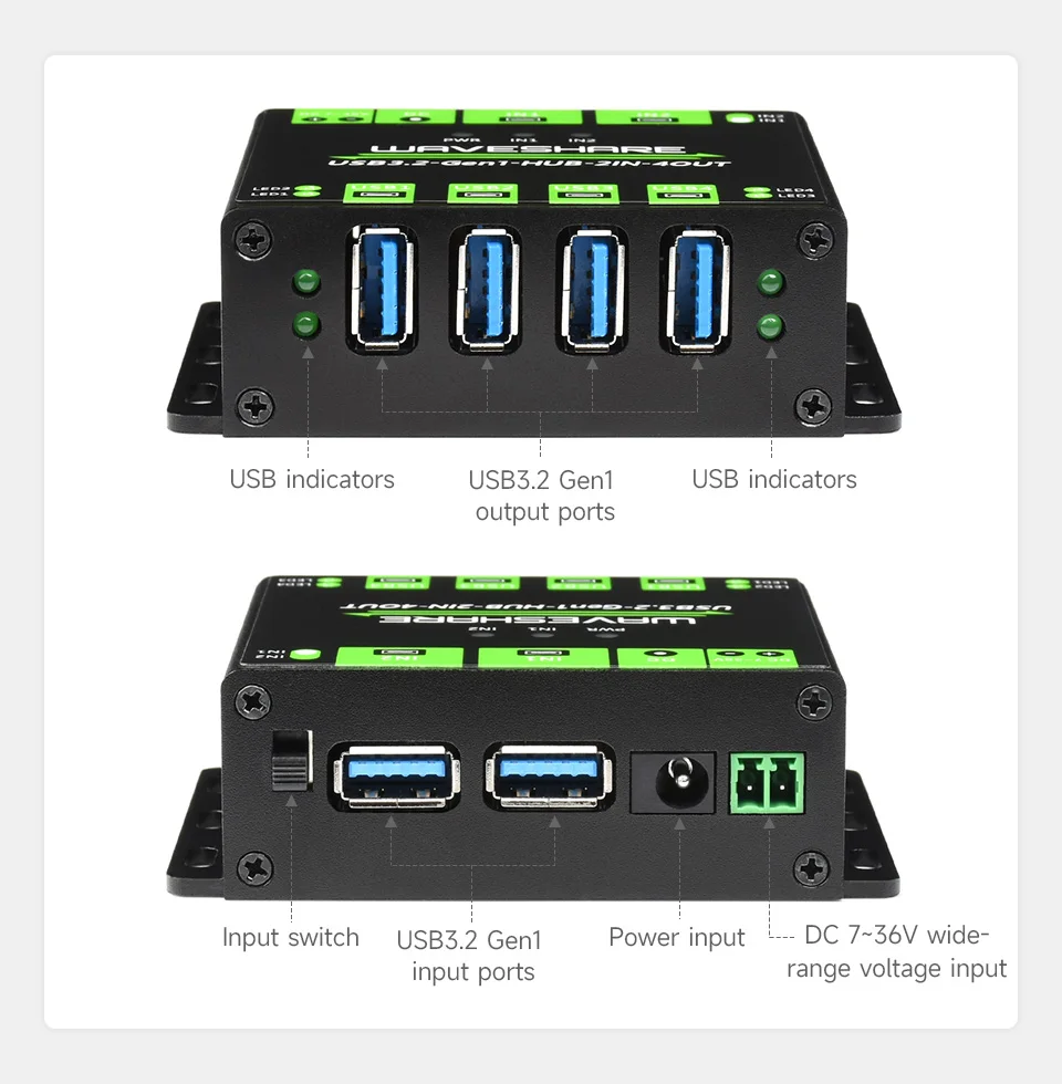 USB 3.2-Gen1-HUB-2IN-4OUT,   USB , 4x USB 3.2 Ʈ Ȯ,  ȣƮ,  ȣ