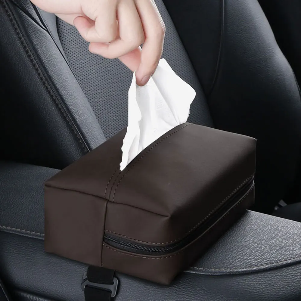 

Car Tissue Box Towel Sets Car Sun Visor Tissue Box Holder Napa Leather Auto Interior Storage Decoration Armrest Box Towel Case