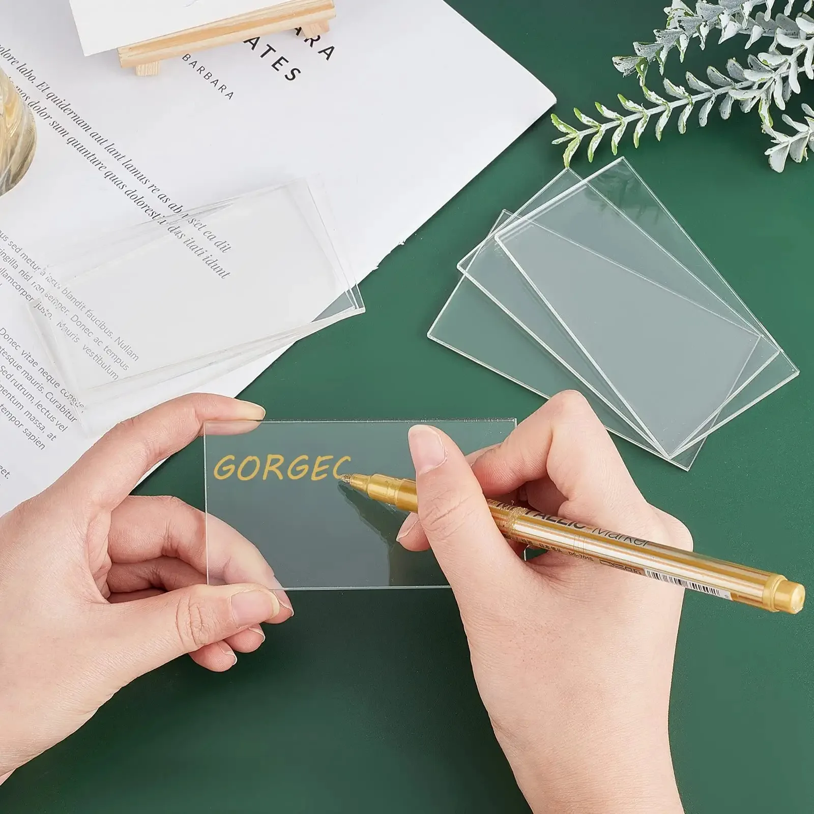 20/30/50pcs Rectangle Acrylic Cards Clear Place Blanks Plates Transparent Table Seating Guest Name Sign Number Tiles Card Decor