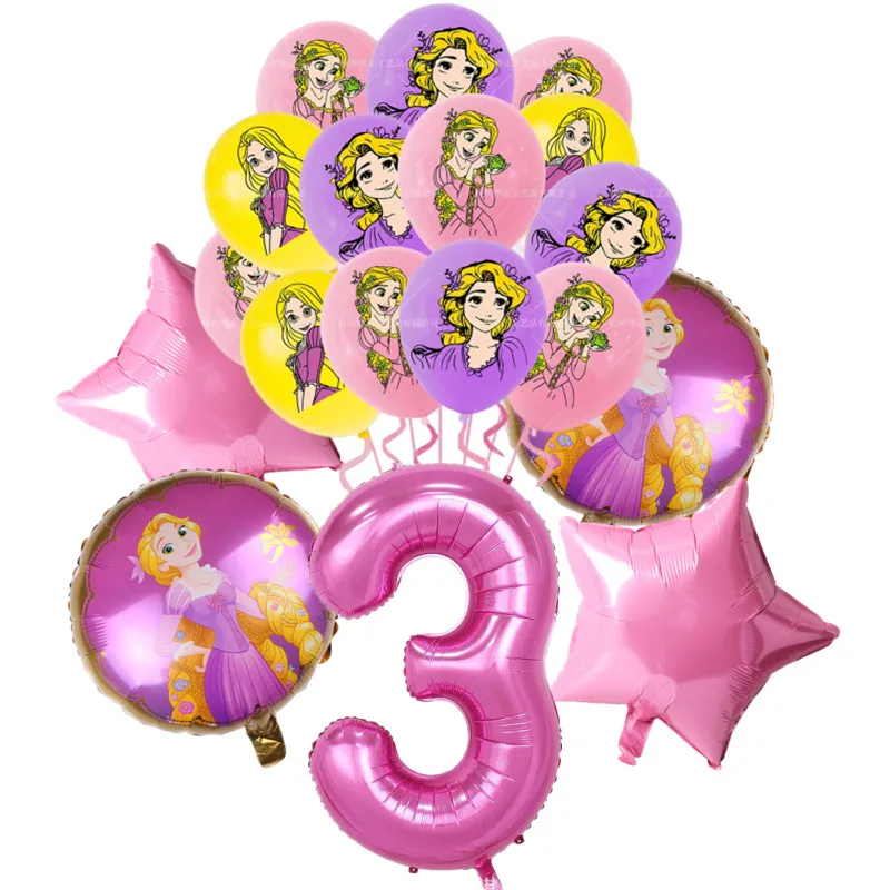 Princess Rapunzel Balloon 15pcs Girl Birthday Party Supplies Gift Home Decor 32inch Number Ballon Baby Shower Wedding Decoration latex balloon,metallic sequin balloons,foil number balloons,foil balloons,birthday balloons,aluminum balloon,white balloons,birthday balloon set,party balloon set,birthday party decoration set,inflatable balloon