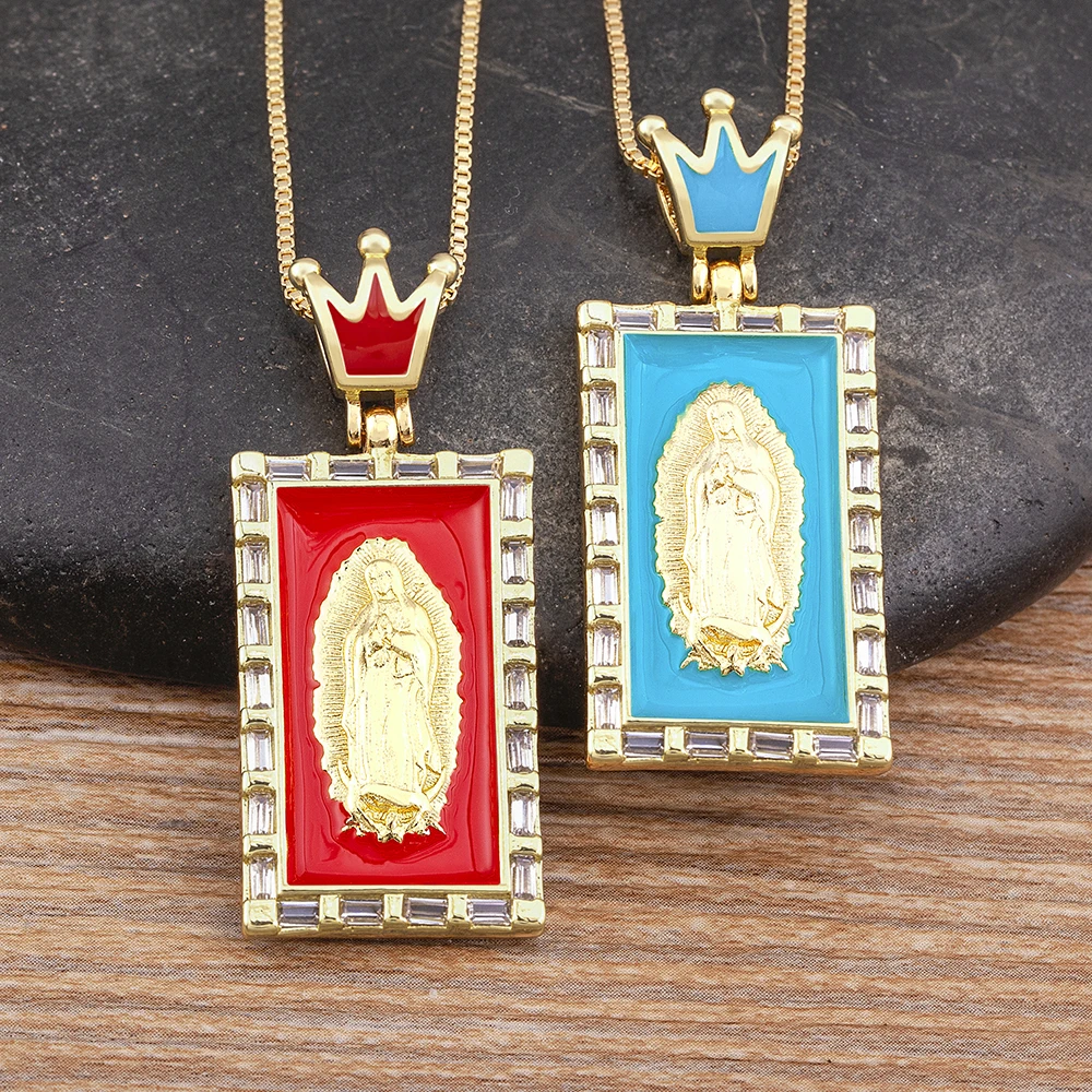 Multiple styles Two colors of gold and silver Necklace copper Virgin Mary  Round Pendant Elegant Women's Neck Accessories Jewelry - AliExpress