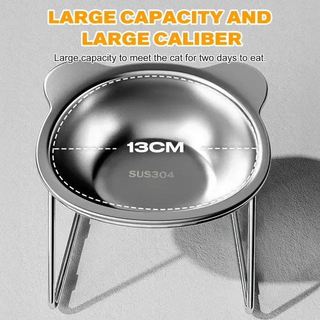 Stainless Steel Pet Bowl Slanted Anti Cervical Spondylosis for Cats and Dogs Dual Use Feeder 5