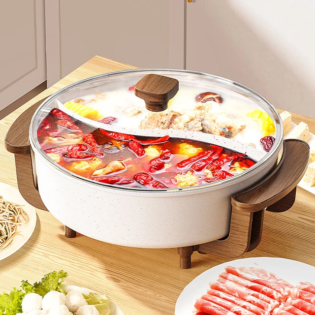 Food Dishes Hot Pot Double Electric Cooker Vegetable Multifunction Chinese Hot  Pot Instant Noodle Soup Fondue Chinoise Cookware - AliExpress