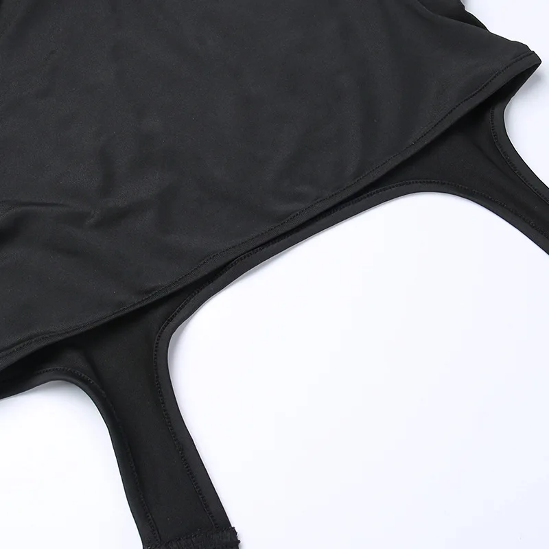 Body de manga corta con cuello alto para mujer, estilo Y2K, de una pieza con aberturas, con cordones, lencería sexy.