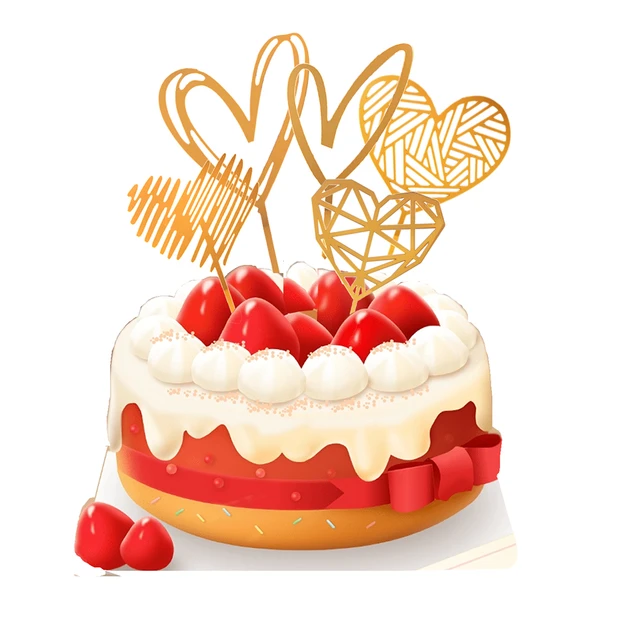 Topper de gâteau Happy Birthday Love Feel, lettres en acrylique, décoration  dorée et argentée pour fête