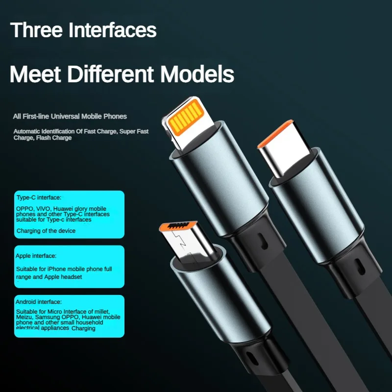รูปสินค้า สายชาร์จ USB 3 หน้า 100W ชาร์จเร็ว