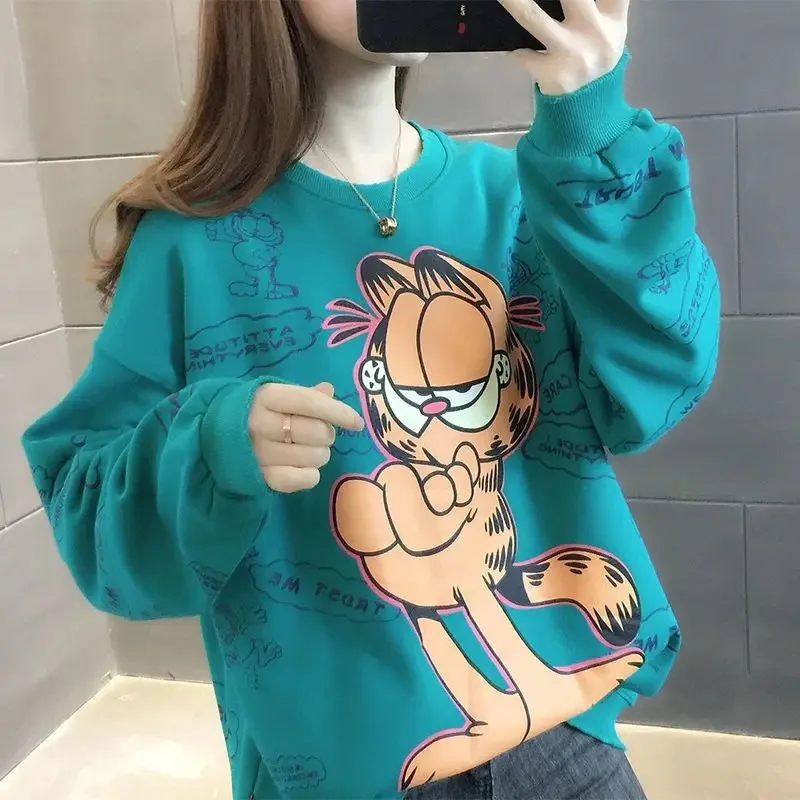 

Осень-зима 2023, модные вязаные Повседневные свитера с круглым вырезом и принтом, женская одежда, свободные универсальные пуловеры, корейские Топы