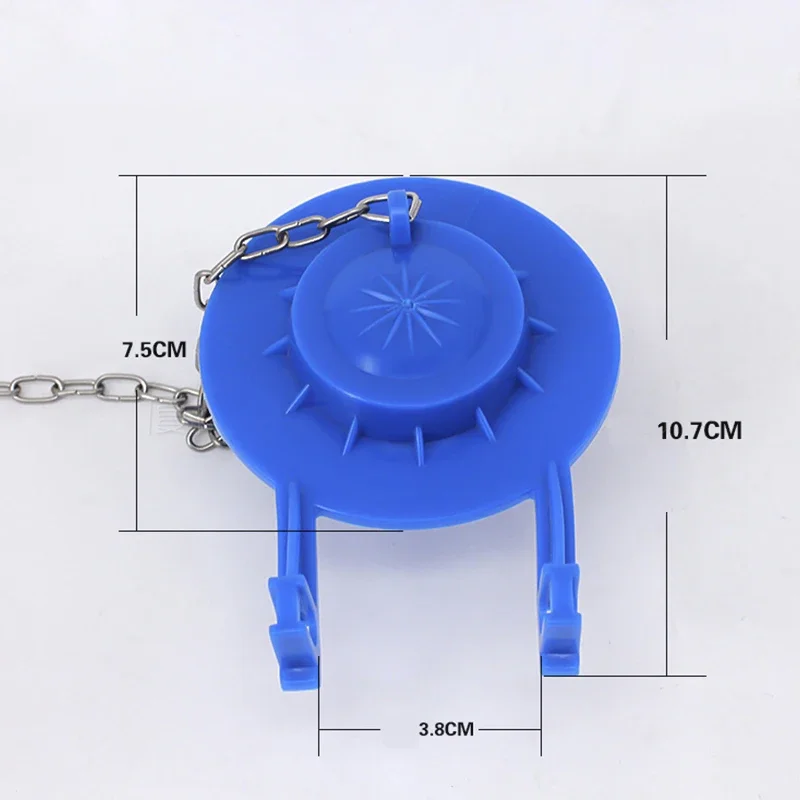 4Pcs/set Front Toilet Tank Flush Lever with Toilet Flapper and 2 Pcs Stainless Steel Chain Blue Handle Replacement Kit