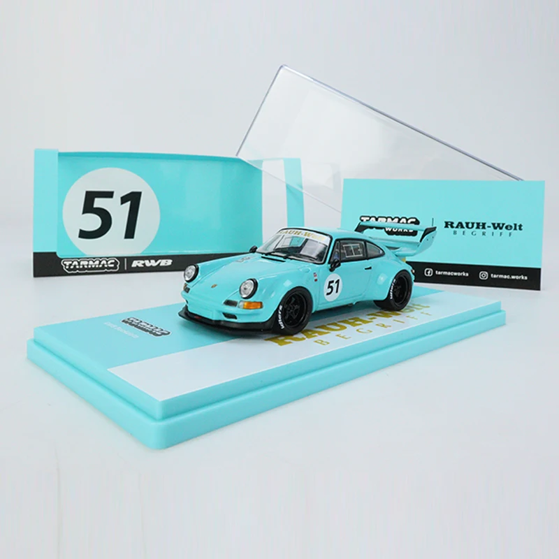 

Tarmac Works 1:43 Model Car RWB Backdate Blue Alloy Die-cast Vehicle Display Gifts