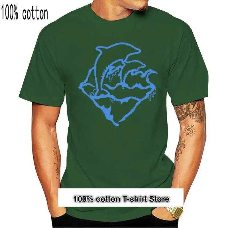 Camiseta Con Emblema De Ola De Delfin Rosa Para Hombre, Ropa De Calle, Blanca, Azul, Devitida, Unisex