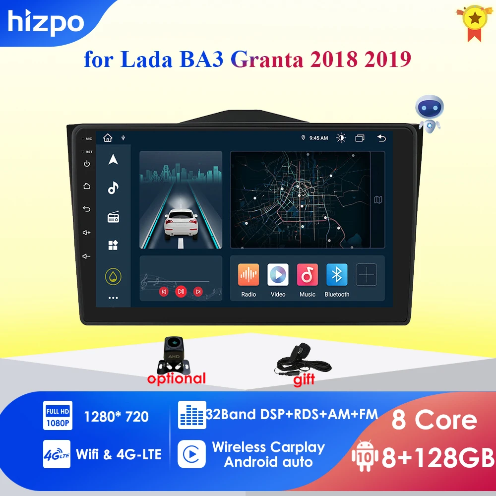 Автомагнитола 2 Din 9 дюймов AI Android 10 GPS для LADA BA3 Granta Cross 2018 2019 навигация 4G LTE WiFi RDS DSP