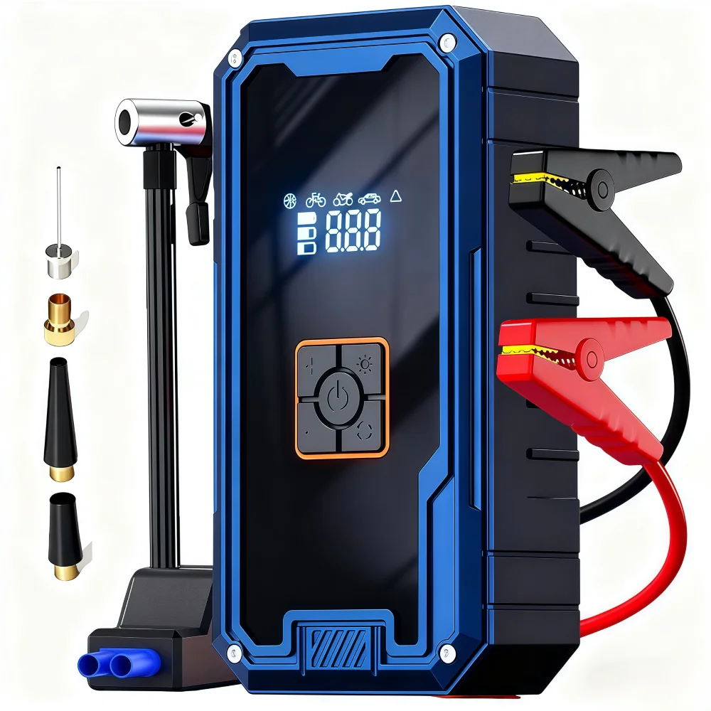 Compresor de aire de arranque de coche, 3000A, 12V, con banco de energía, 99800mah, batería portátil de pico, bomba de aire de 150PSI con luz LED