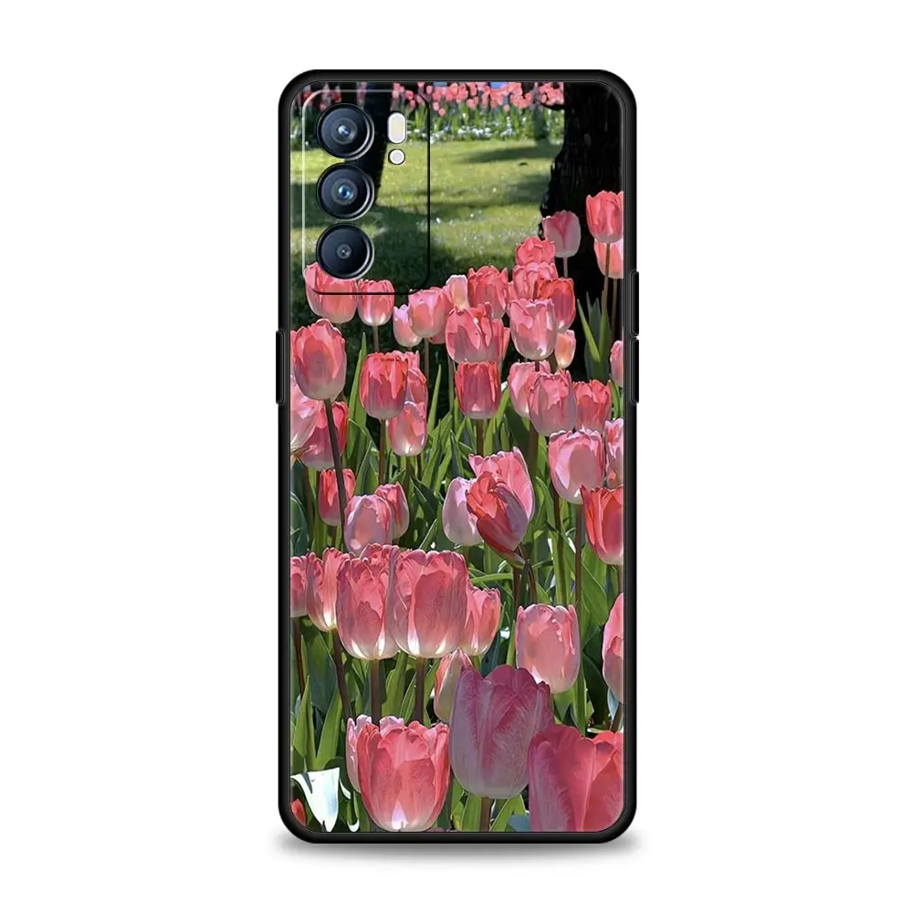 Pink Tulip Flower Love Heart Design Phone Case Cover
