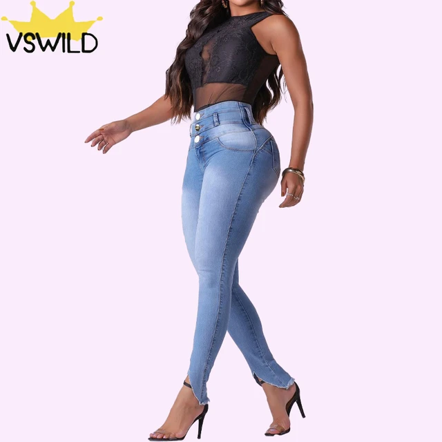 High Waist Slit Penny Skinny Jeans Ropa De Mujer Barata Y Envío