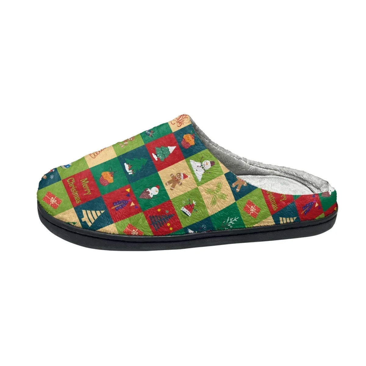 Christmas Design Winter Warm Cotton Slippers Casual Home Non-Slip Flat Footwear Dropshipping Classic Couple Flat Slides Slippers