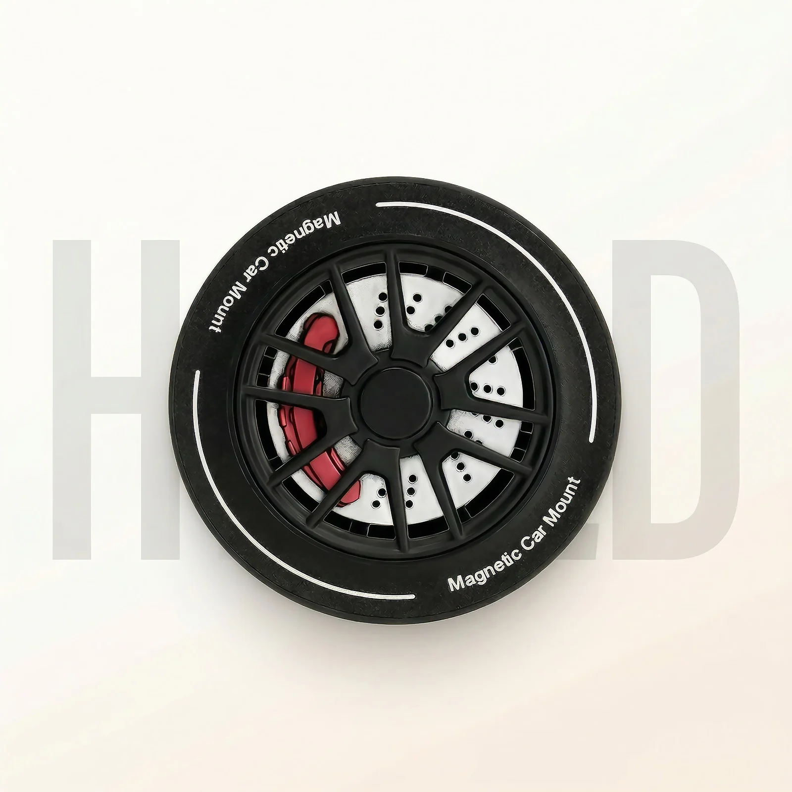 Magnetic Car Phone Mount with 4500 Gauss N52 Magnet and Wheel-Rim Design