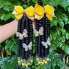 2pack Hair 8inch Kids Braided Ponytail with Beads and Bow  Customized Kids Braided Ponytail with Beds Beads and Butterfly 6