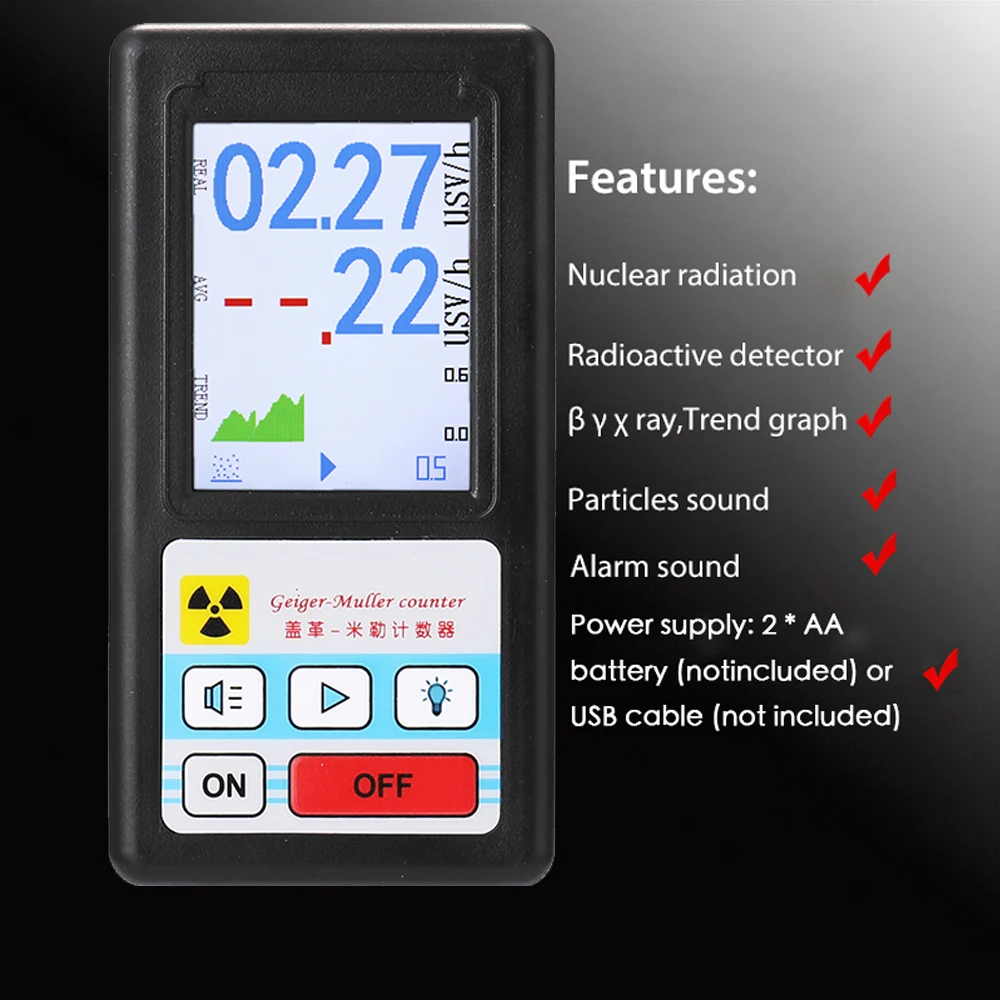 Geiger Counter Nuclear Radiation Detector Personal Dosimeter X-ray Beta Gamma Detector LCD Radioactive Tester Marble Tool height measurement tool