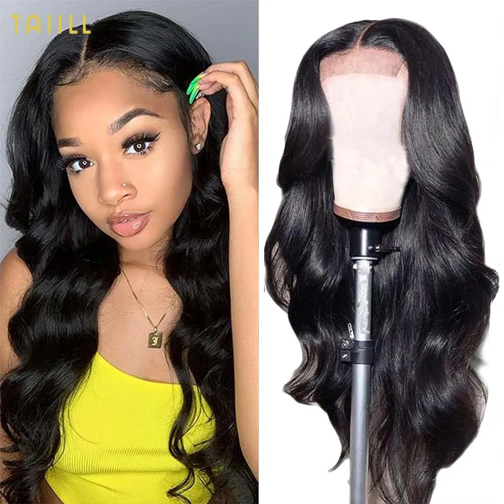 

Body Wave Lace Front Wigs Human Hair Glueless 4X4 Lace Closure Wigs Human Hair For Black Women 180% Density Virgin Hair Taiill