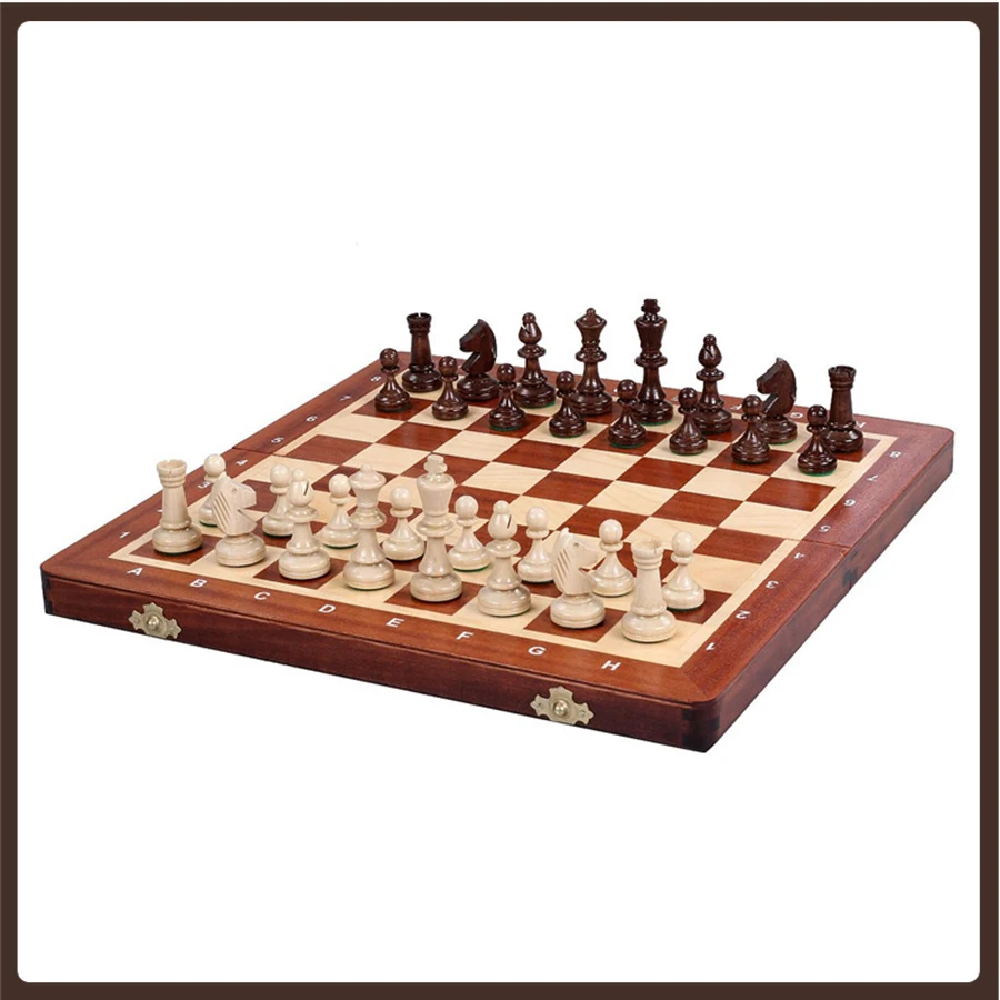 

Wood Tournament Chess Set Magnetic Luxury Official Standard Staunton Chess Pieces Foldable Checkerboard Storage Xadrez Jogo Gift